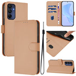Custodia per telefono in pelle tinta unita effetto pelle con cordino, For Samsung Galaxy A16 5G / 4G