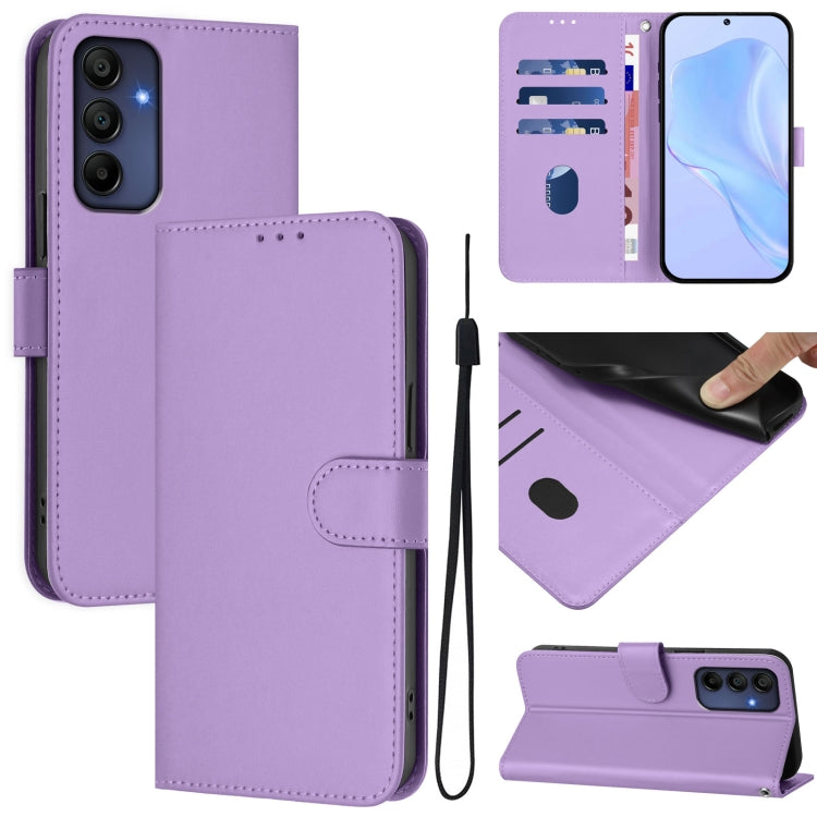 Custodia per telefono in pelle tinta unita effetto pelle con cordino, For Samsung Galaxy A16 5G / 4G