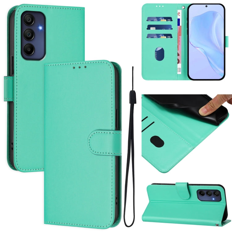 Custodia per telefono in pelle tinta unita effetto pelle con cordino, For Samsung Galaxy A16 5G / 4G