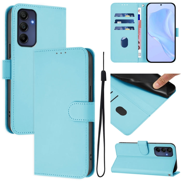 Custodia per telefono in pelle tinta unita effetto pelle con cordino, For Samsung Galaxy A16 5G / 4G