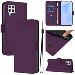 Custodia per telefono in pelle tinta unita effetto pelle con cordino, For Samsung Galaxy A22 4G