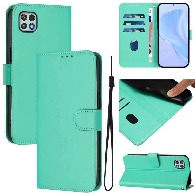 Custodia per telefono in pelle tinta unita effetto pelle con cordino, For Samsung Galaxy A22 5G / F42 5G