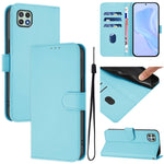 Custodia per telefono in pelle tinta unita effetto pelle con cordino, For Samsung Galaxy A22 5G / F42 5G