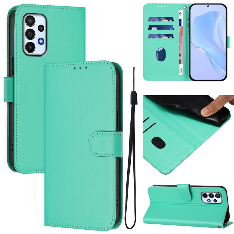 Custodia per telefono in pelle tinta unita effetto pelle con cordino, For Samsung Galaxy A23 4G / 5G / F23 5G