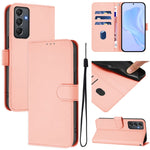 Custodia per telefono in pelle tinta unita effetto pelle con cordino, For Samsung Galaxy A24 4G Global