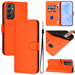 Custodia per telefono in pelle tinta unita effetto pelle con cordino, For Samsung Galaxy A24 4G Global