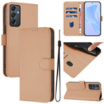 Custodia per telefono in pelle tinta unita effetto pelle con cordino, For Samsung Galaxy A24 4G Global