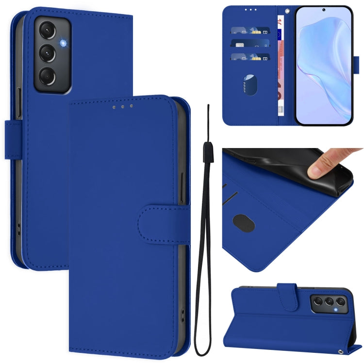 Custodia per telefono in pelle tinta unita effetto pelle con cordino, For Samsung Galaxy A24 4G Global