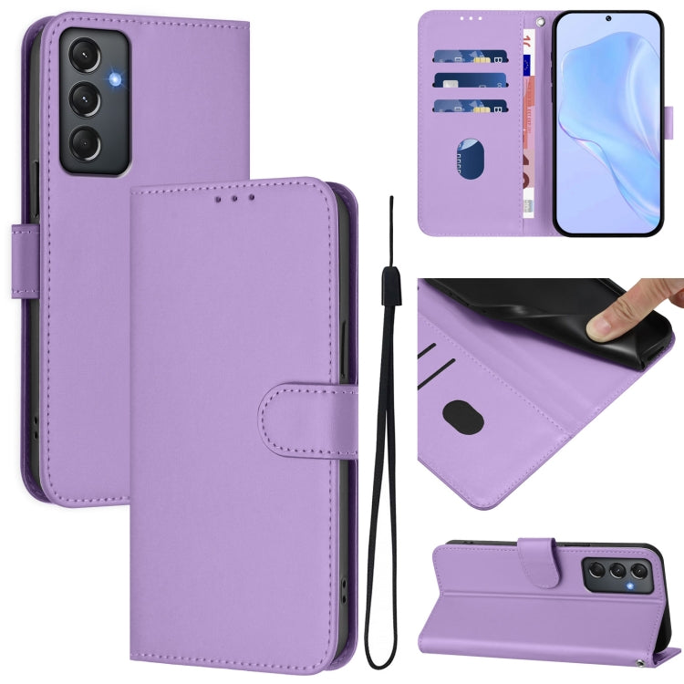 Custodia per telefono in pelle tinta unita effetto pelle con cordino, For Samsung Galaxy A24 4G Global