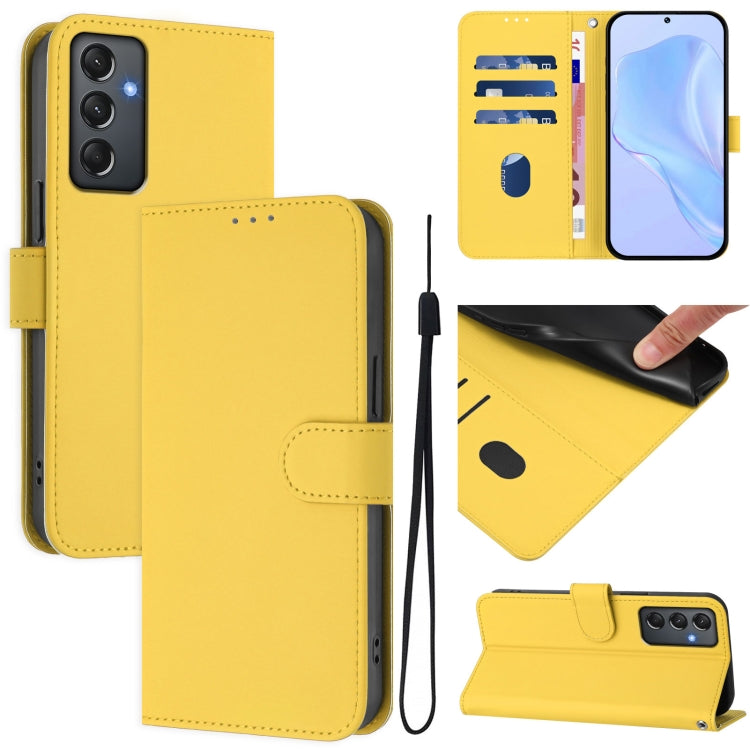 Custodia per telefono in pelle tinta unita effetto pelle con cordino, For Samsung Galaxy A24 4G Global