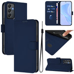 Custodia per telefono in pelle tinta unita effetto pelle con cordino, For Samsung Galaxy A24 4G Global