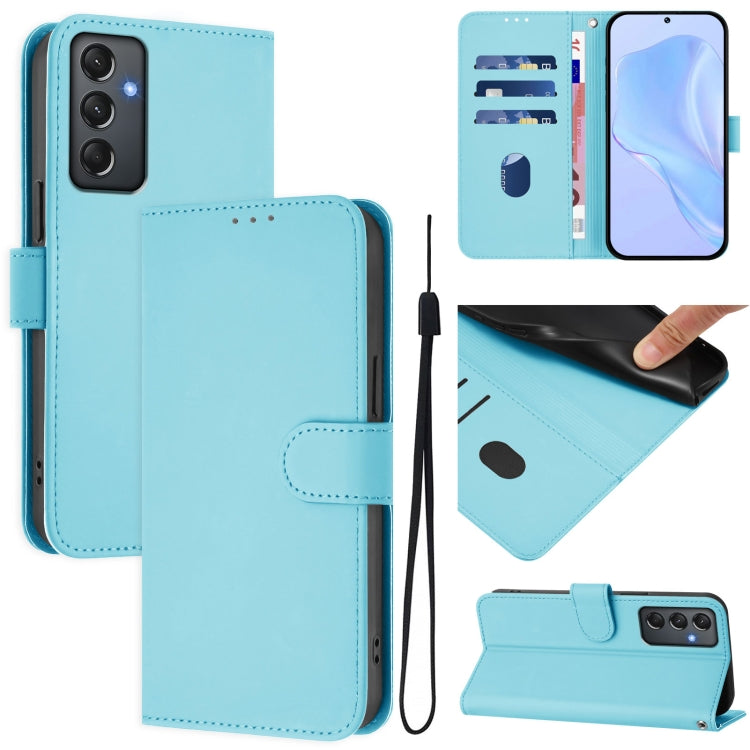 Custodia per telefono in pelle tinta unita effetto pelle con cordino, For Samsung Galaxy A24 4G Global