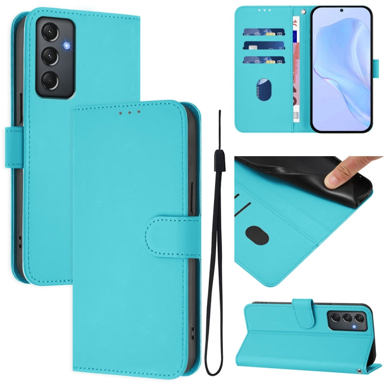 Custodia per telefono in pelle tinta unita effetto pelle con cordino, For Samsung Galaxy A24 4G Global