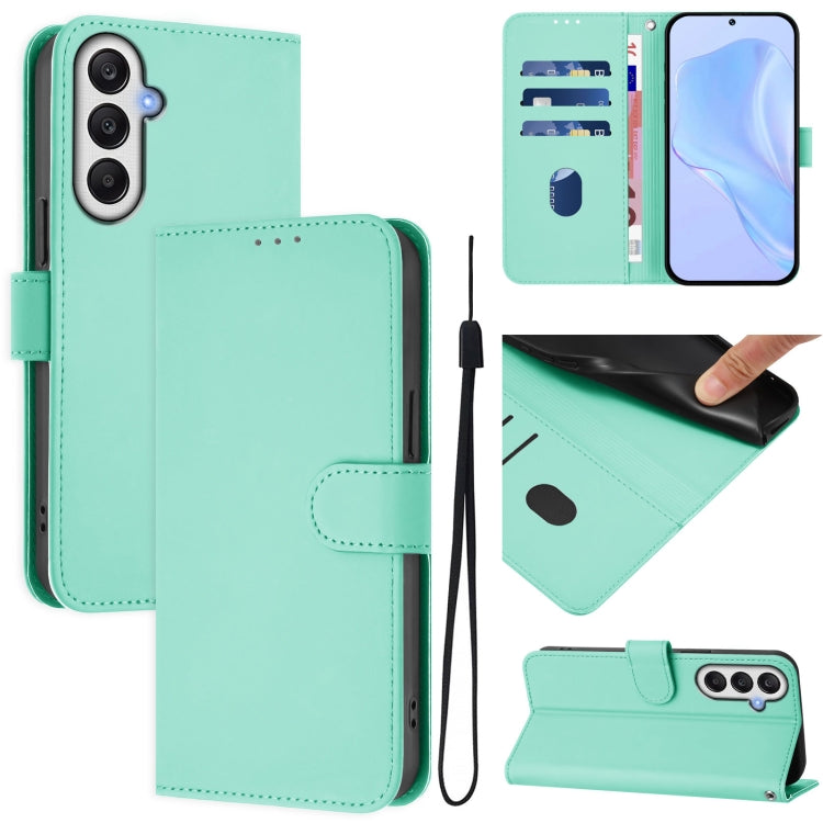 Custodia per telefono in pelle tinta unita effetto pelle con cordino, For Samsung Galaxy A25 5G Global