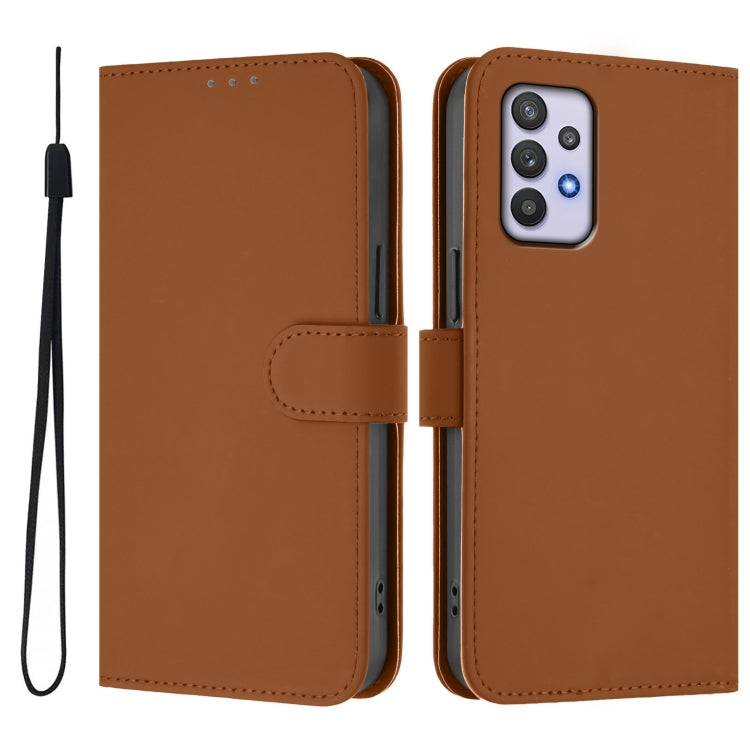 Custodia per telefono in pelle tinta unita effetto pelle con cordino, For Samsung Galaxy A32 4G