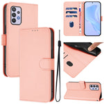 Custodia per telefono in pelle tinta unita effetto pelle con cordino, For Samsung Galaxy A32 4G
