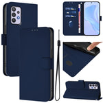 Custodia per telefono in pelle tinta unita effetto pelle con cordino, For Samsung Galaxy A32 4G