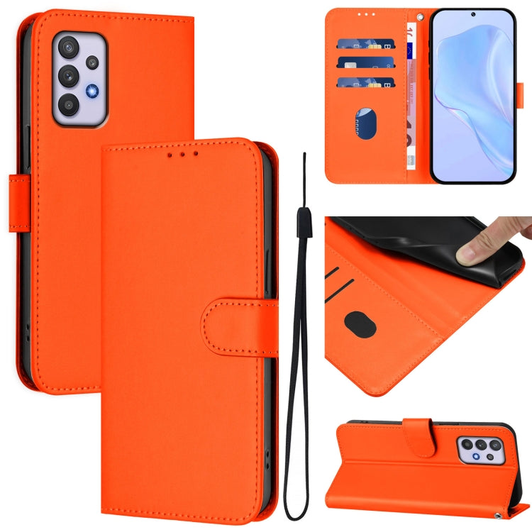 Custodia per telefono in pelle tinta unita effetto pelle con cordino, For Samsung Galaxy A32 5G / M32 5G