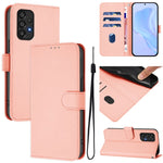 Custodia per telefono in pelle tinta unita effetto pelle con cordino, For Samsung Galaxy A33 5G