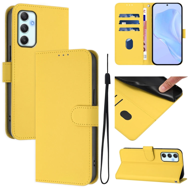 Custodia per telefono in pelle tinta unita effetto pelle con cordino, For Samsung Galaxy A34 5G
