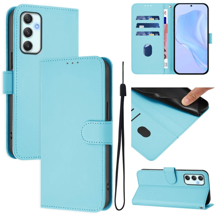 Custodia per telefono in pelle tinta unita effetto pelle con cordino, For Samsung Galaxy A34 5G