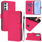 Custodia per telefono in pelle tinta unita effetto pelle con cordino, For Samsung Galaxy A34 5G