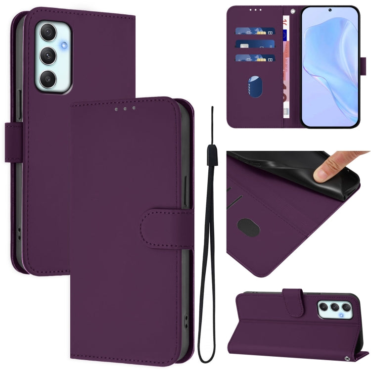 Custodia per telefono in pelle tinta unita effetto pelle con cordino, For Samsung Galaxy A34 5G