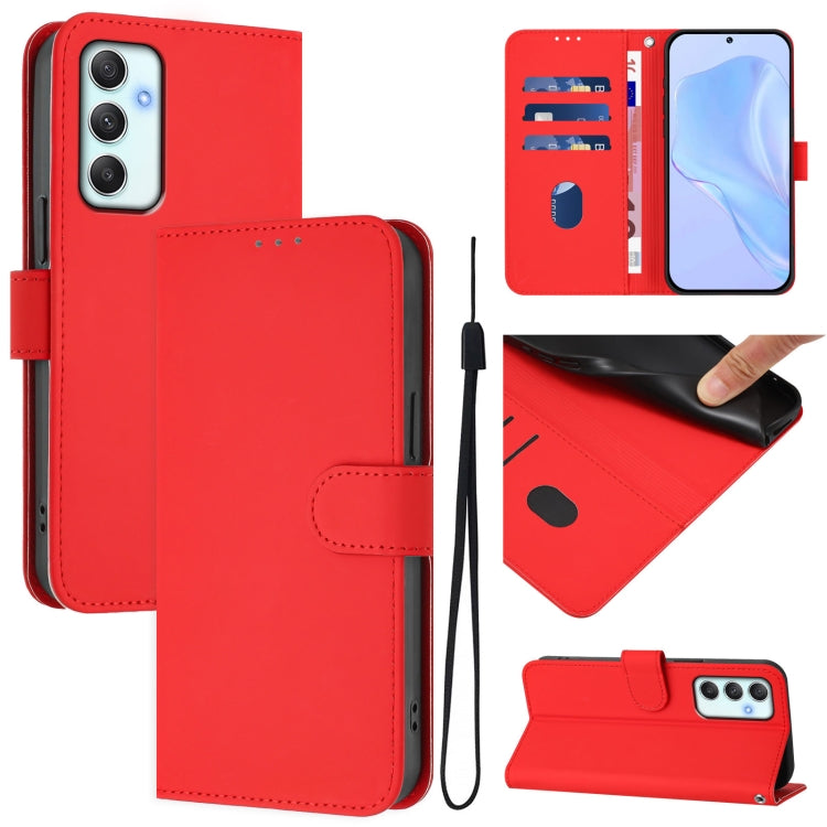 Custodia per telefono in pelle tinta unita effetto pelle con cordino, For Samsung Galaxy A35 5G