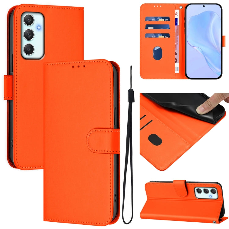Custodia per telefono in pelle tinta unita effetto pelle con cordino, For Samsung Galaxy A35 5G
