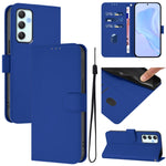 Custodia per telefono in pelle tinta unita effetto pelle con cordino, For Samsung Galaxy A35 5G