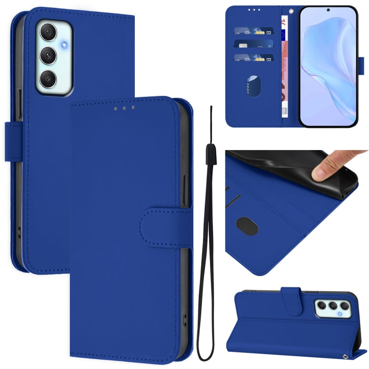 Custodia per telefono in pelle tinta unita effetto pelle con cordino, For Samsung Galaxy A35 5G