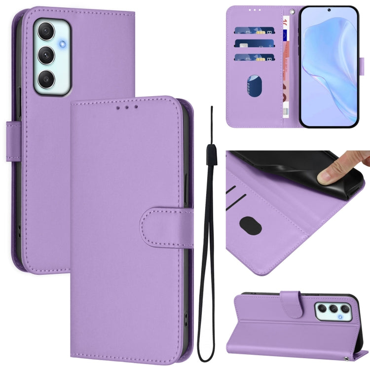Custodia per telefono in pelle tinta unita effetto pelle con cordino, For Samsung Galaxy A35 5G