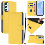 Custodia per telefono in pelle tinta unita effetto pelle con cordino, For Samsung Galaxy A35 5G