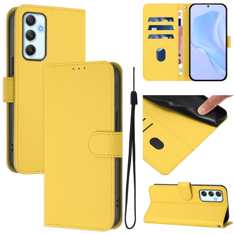 Custodia per telefono in pelle tinta unita effetto pelle con cordino, For Samsung Galaxy A35 5G