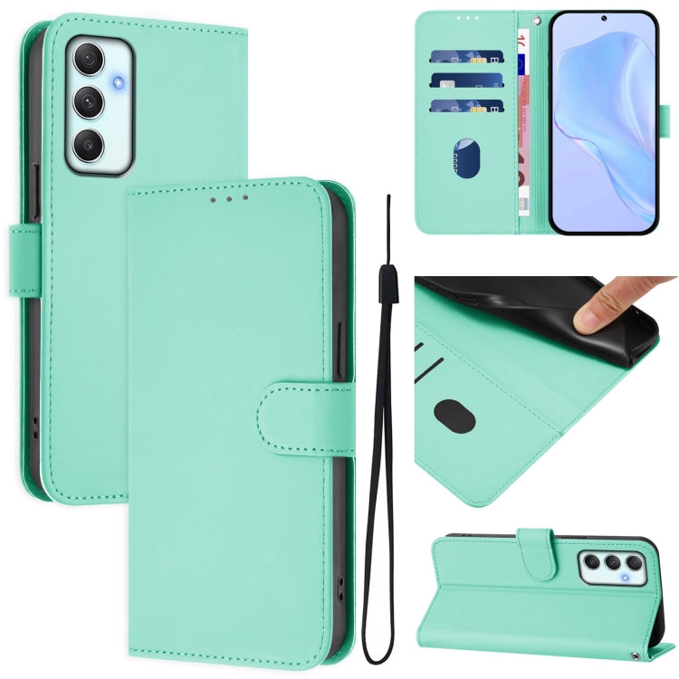 Custodia per telefono in pelle tinta unita effetto pelle con cordino, For Samsung Galaxy A35 5G