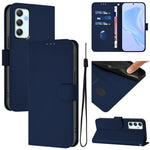 Custodia per telefono in pelle tinta unita effetto pelle con cordino, For Samsung Galaxy A35 5G