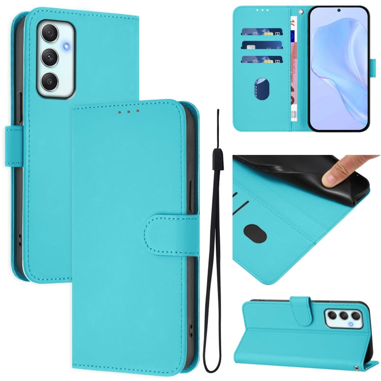 Custodia per telefono in pelle tinta unita effetto pelle con cordino, For Samsung Galaxy A35 5G