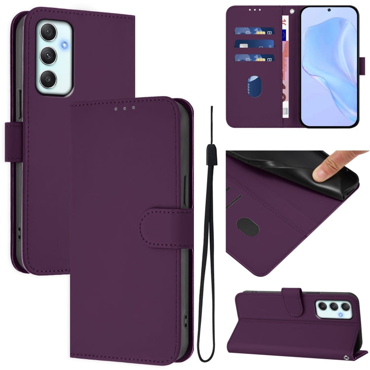 Custodia per telefono in pelle tinta unita effetto pelle con cordino, For Samsung Galaxy A35 5G
