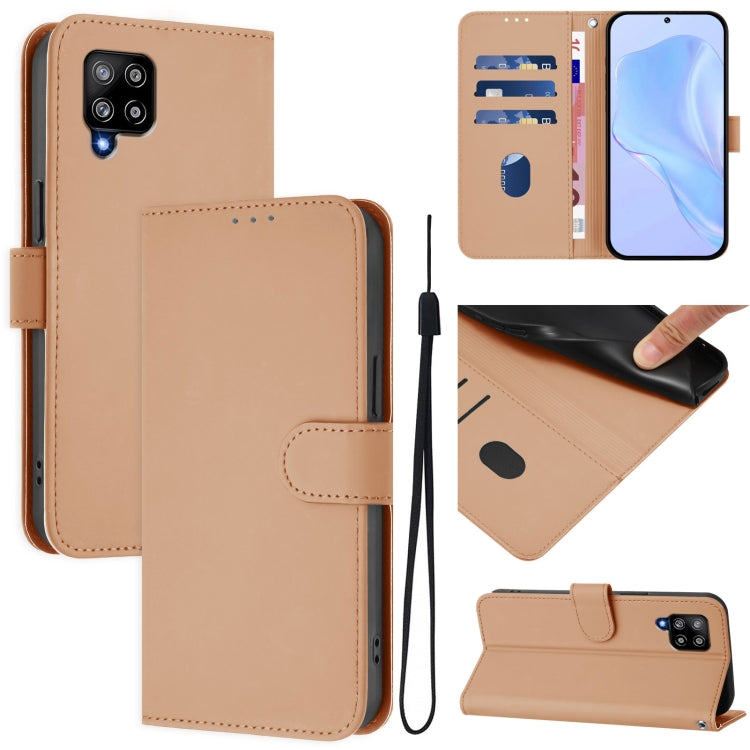 Custodia per telefono in pelle tinta unita effetto pelle con cordino, For Samsung Galaxy A42 5G / M42 5G