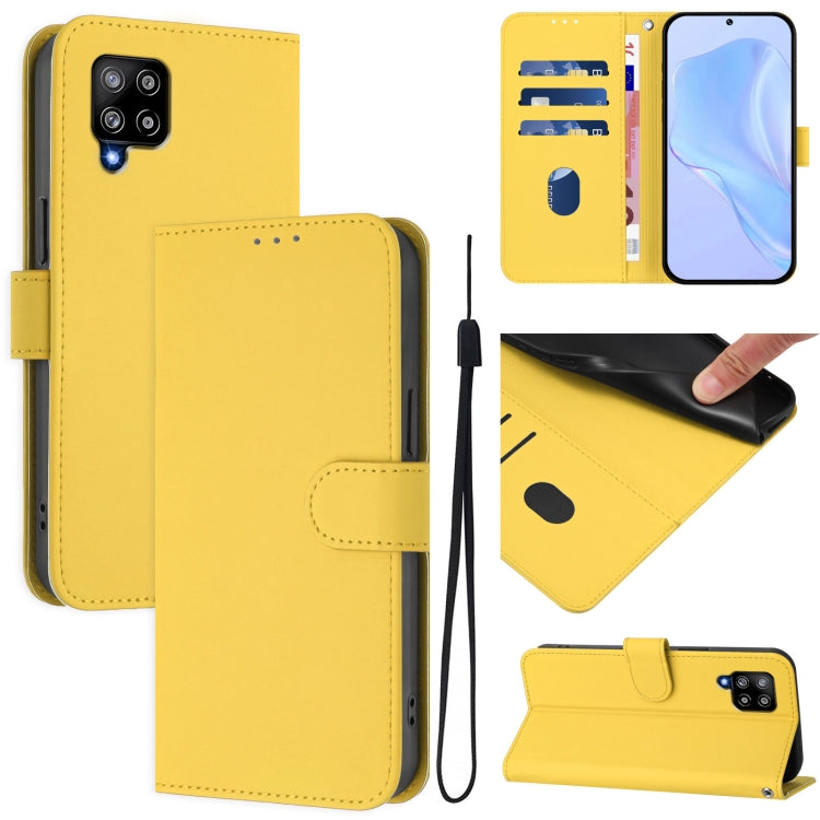 Custodia per telefono in pelle tinta unita effetto pelle con cordino, For Samsung Galaxy A42 5G / M42 5G