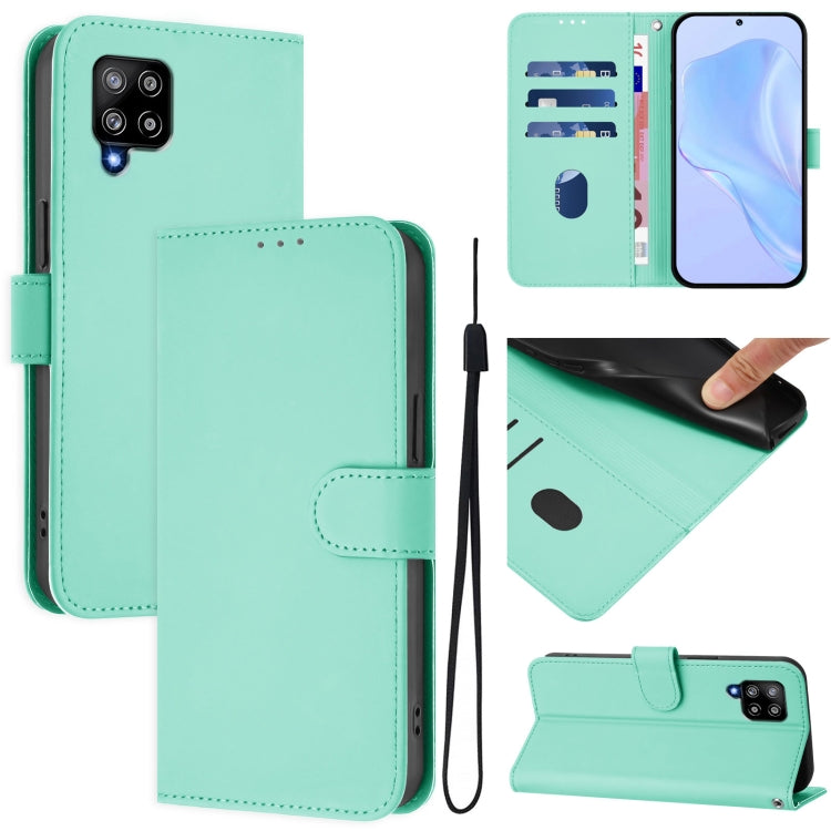 Custodia per telefono in pelle tinta unita effetto pelle con cordino, For Samsung Galaxy A42 5G / M42 5G