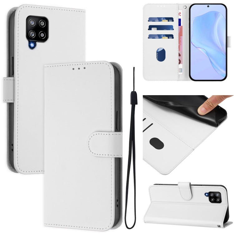 Custodia per telefono in pelle tinta unita effetto pelle con cordino, For Samsung Galaxy A42 5G / M42 5G
