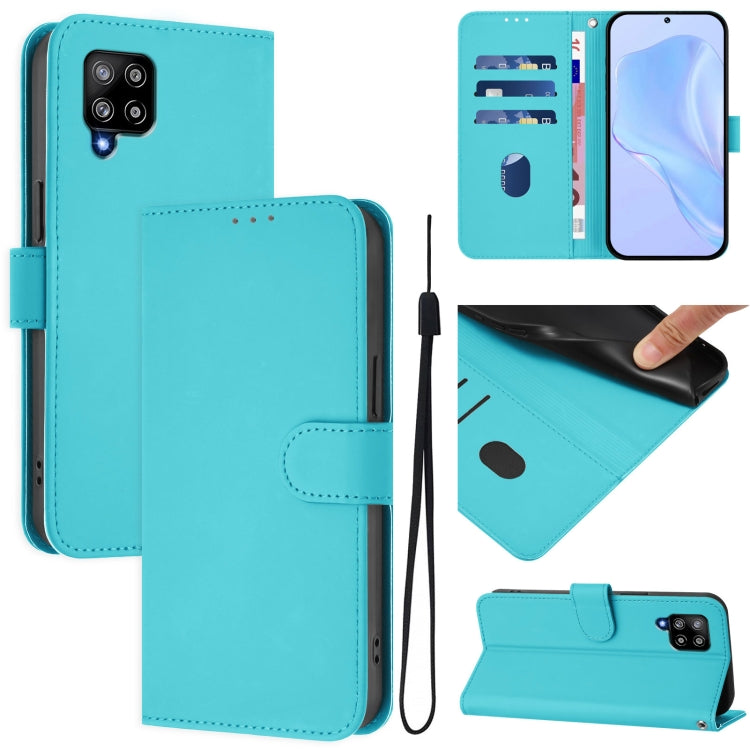 Custodia per telefono in pelle tinta unita effetto pelle con cordino, For Samsung Galaxy A42 5G / M42 5G
