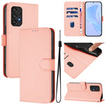 Custodia per telefono in pelle tinta unita effetto pelle con cordino, For Samsung Galaxy A53 5G