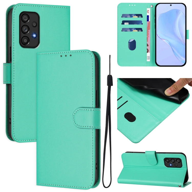 Custodia per telefono in pelle tinta unita effetto pelle con cordino, For Samsung Galaxy A53 5G