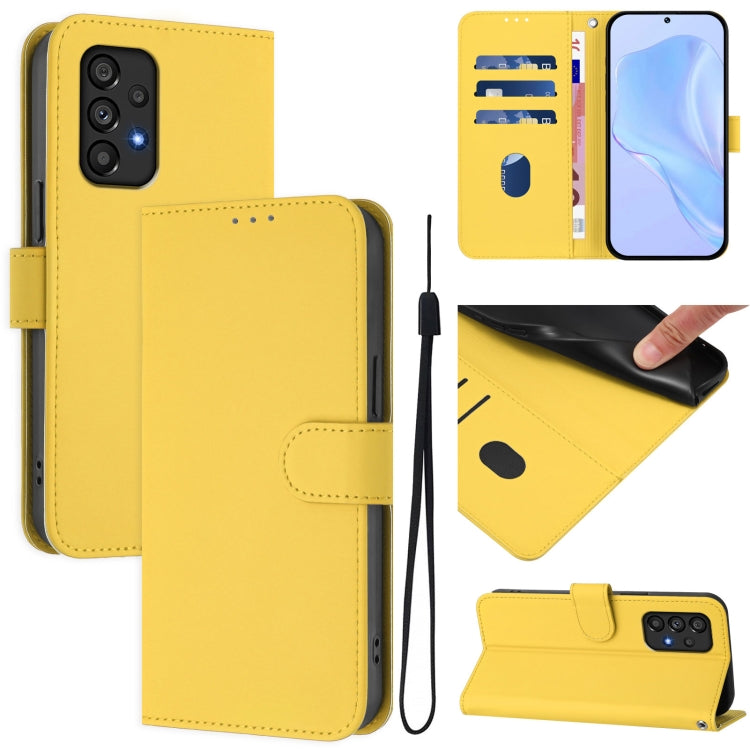 Custodia per telefono in pelle tinta unita effetto pelle con cordino, For Samsung Galaxy A53 5G