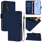 Custodia per telefono in pelle tinta unita effetto pelle con cordino, For Samsung Galaxy A53 5G
