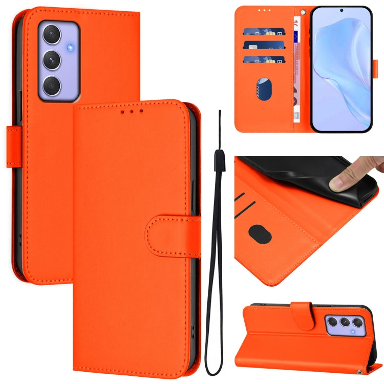 Custodia per telefono in pelle tinta unita effetto pelle con cordino, For Samsung Galaxy A54  5G