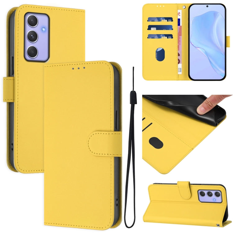 Custodia per telefono in pelle tinta unita effetto pelle con cordino, For Samsung Galaxy A54  5G