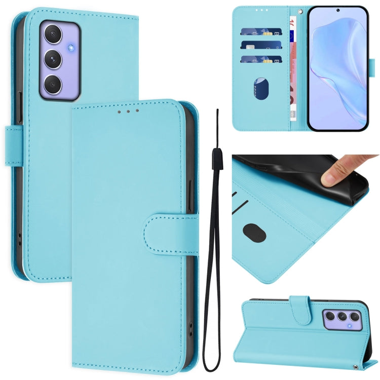 Custodia per telefono in pelle tinta unita effetto pelle con cordino, For Samsung Galaxy A54  5G